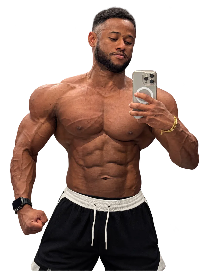 Almir Diniz, campeão brasileiro de Men's Physique, em foto de espelho